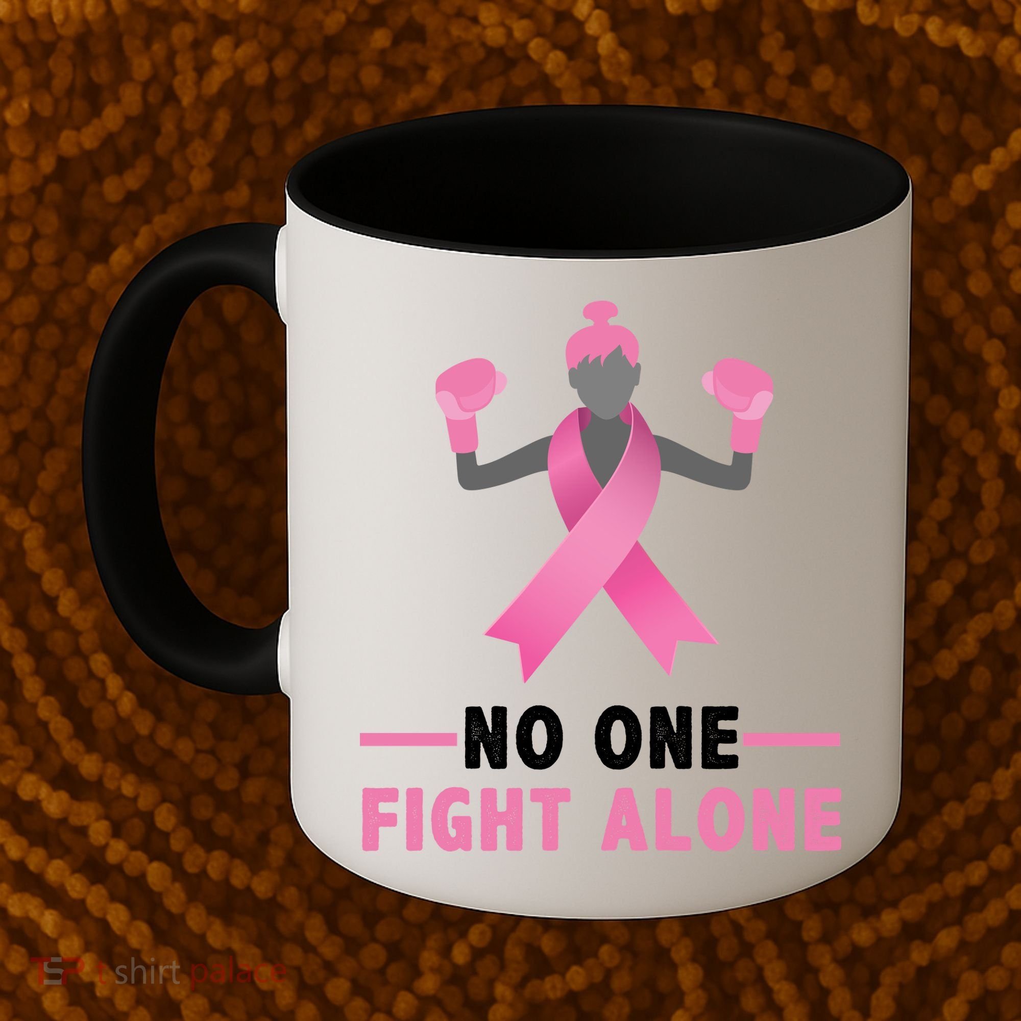No One Fights  Alone Breast Cancer Coffee Mug