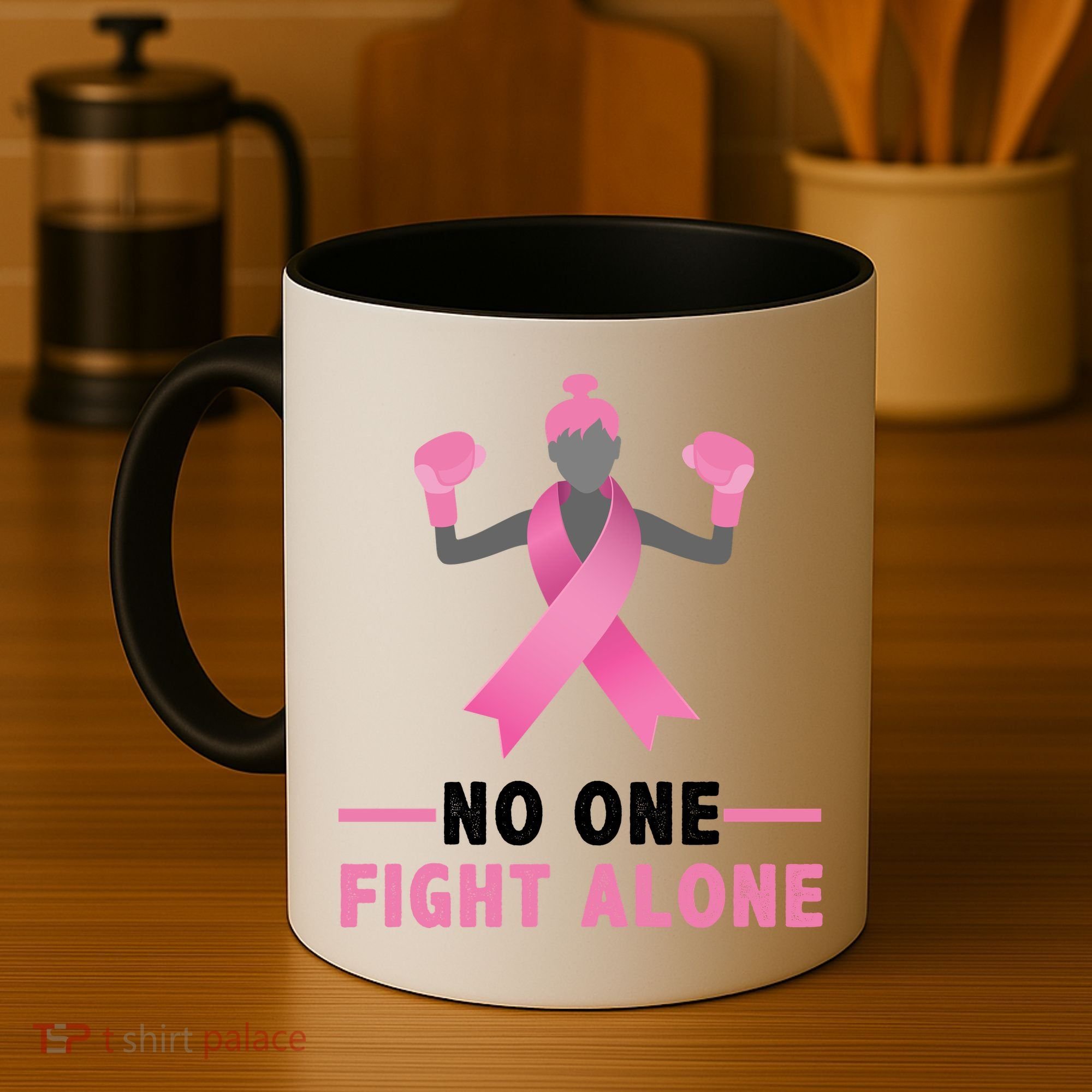No One Fights  Alone Breast Cancer Coffee Mug