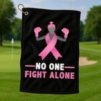 No One Fights  Alone Breast Cancer Golf Towel thumb 1