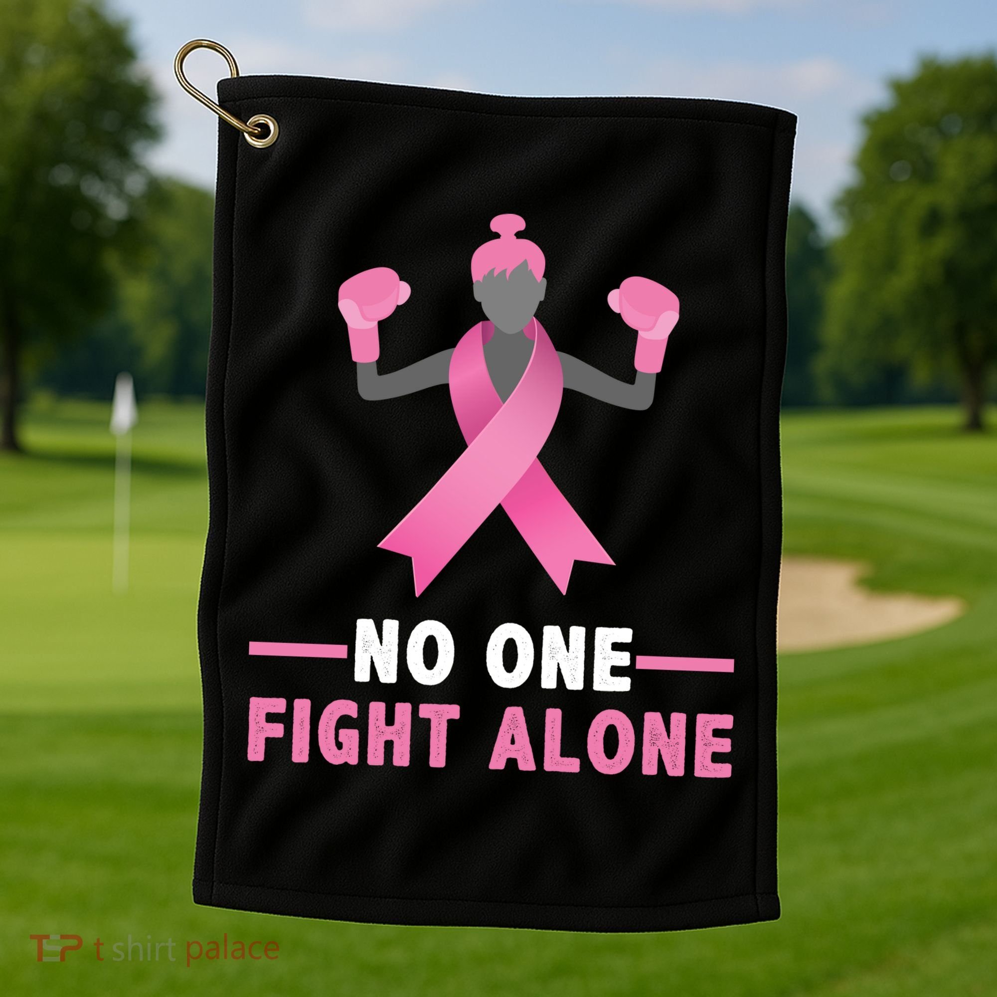 No One Fights  Alone Breast Cancer Golf Towel