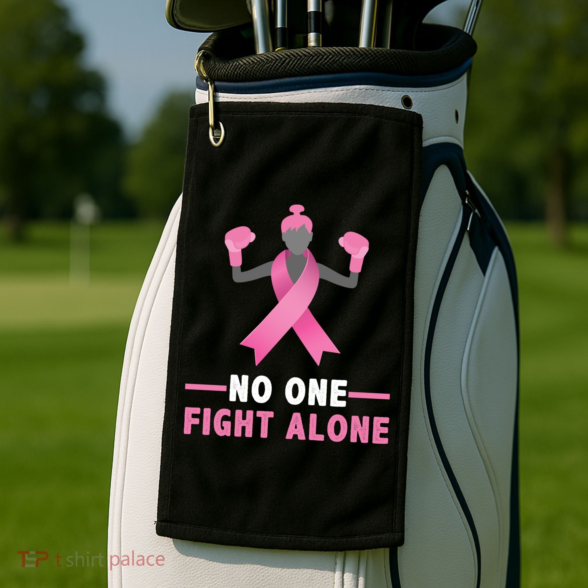 No One Fights  Alone Breast Cancer Golf Towel