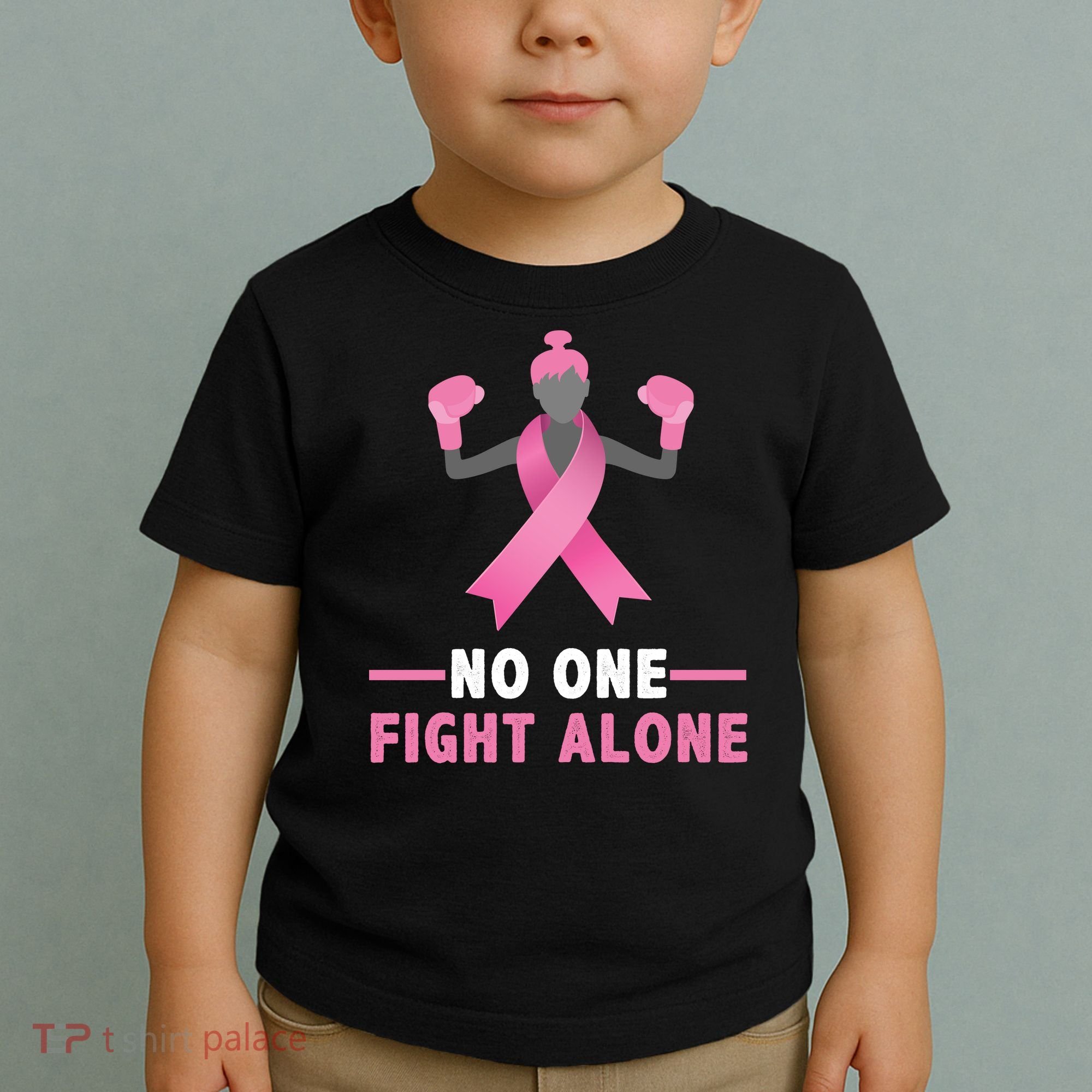 No One Fights  Alone Breast Cancer Toddler T-Shirt