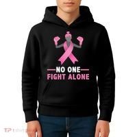 No One Fights  Alone Breast Cancer Kids Hoodie thumb 4