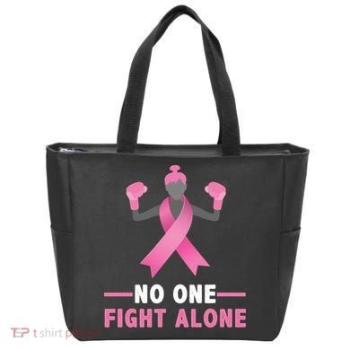 No One Fights  Alone Breast Cancer Tote Bag
