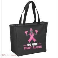 No One Fights  Alone Breast Cancer Tote Bag thumb 2