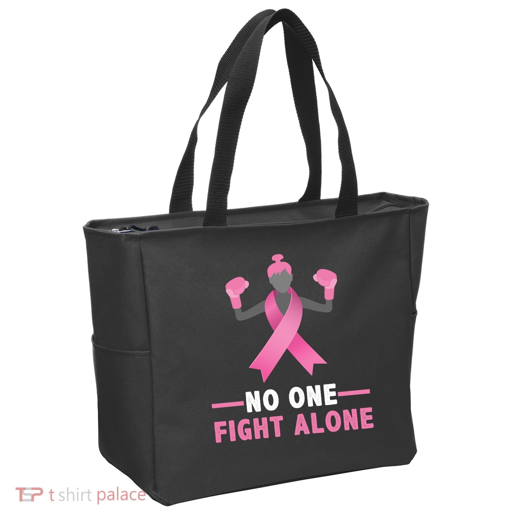 No One Fights  Alone Breast Cancer Tote Bag