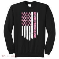 No One Fights Alone Breast Cancer Awareness American Pink Ribbons Flag Sweatshirt thumb 0