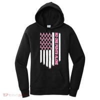 No One Fights Alone Breast Cancer Awareness American Pink Ribbons Flag Women's Hoodie thumb 0