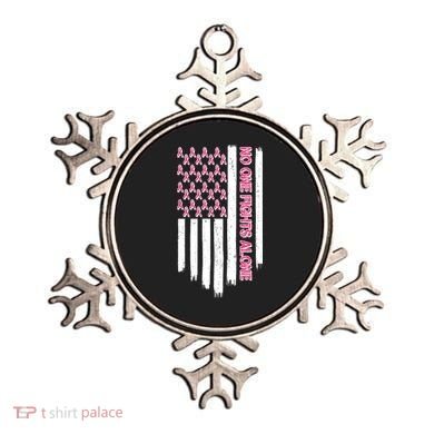 No One Fights Alone Breast Cancer Awareness American Pink Ribbons Flag Ornament