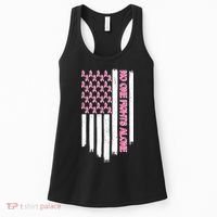 No One Fights Alone Breast Cancer Awareness American Pink Ribbons Flag Women's Tank Top thumb 0
