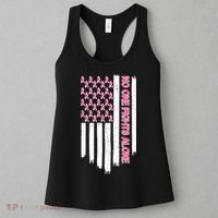 No One Fights Alone Breast Cancer Awareness American Pink Ribbons Flag Women's Tank Top thumb 3
