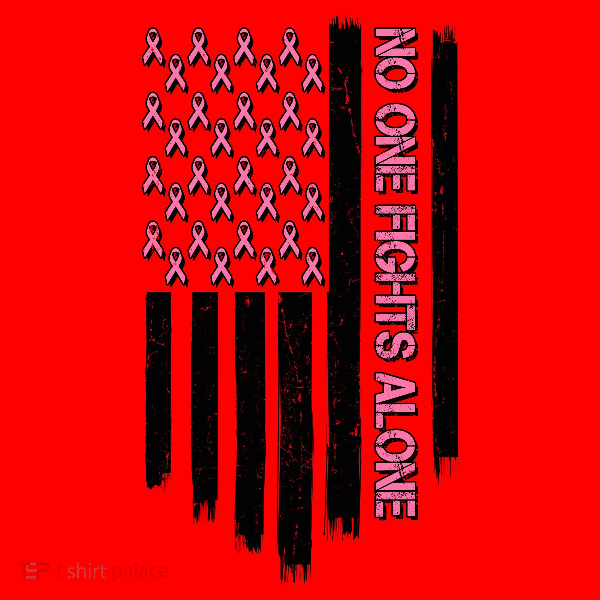 No One Fights Alone Breast Cancer Awareness American Pink Ribbons Flag Santa Hat