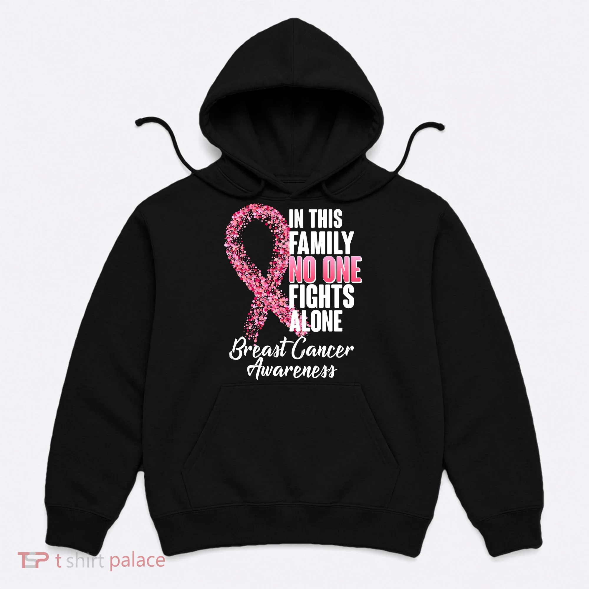 No One Fights Alone Breast Cancer Ribbon Hoodie