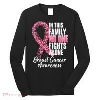 No One Fights Alone Breast Cancer Ribbon Long Sleeve Shirt thumb 0