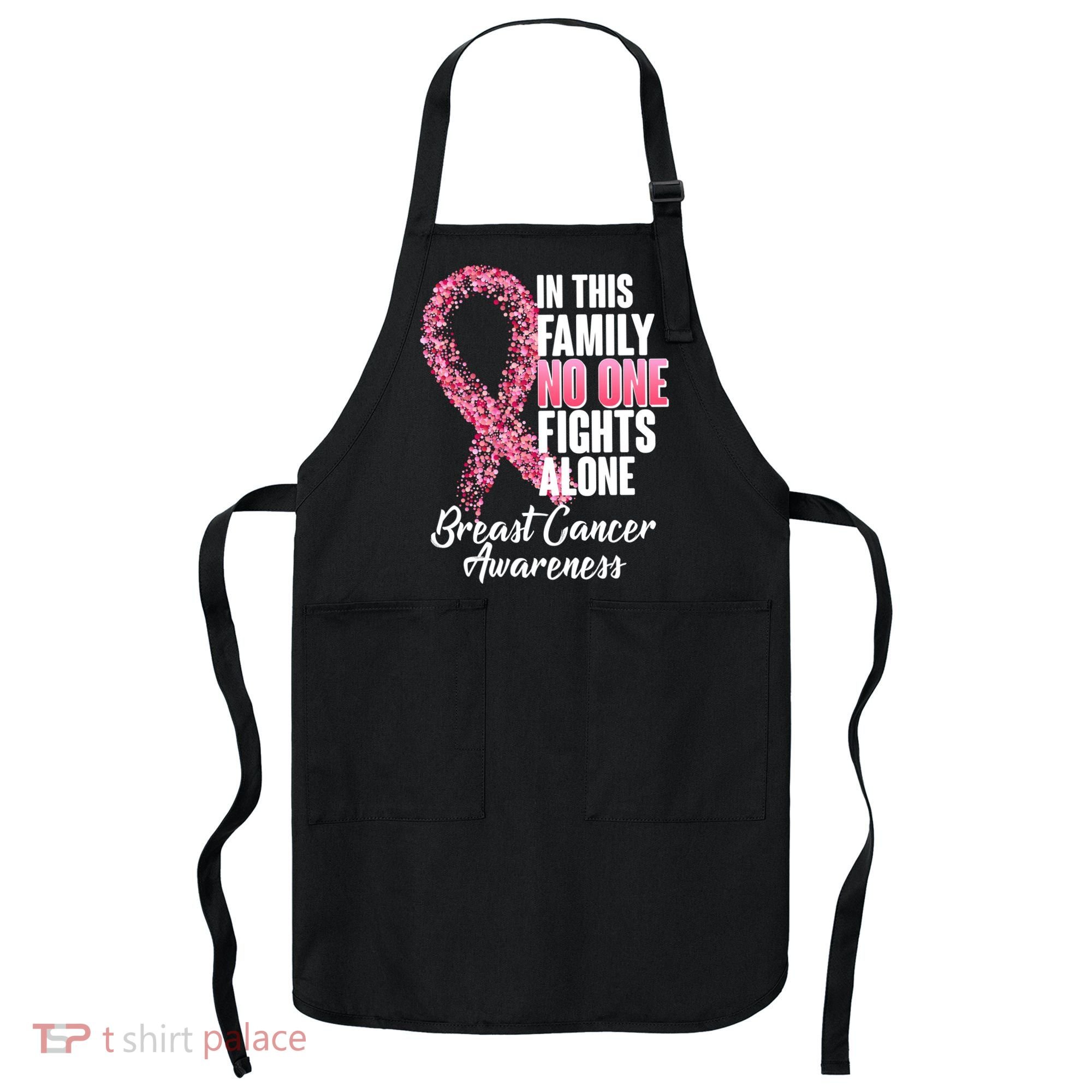 No One Fights Alone Breast Cancer Ribbon Apron