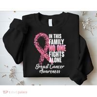 No One Fights Alone Breast Cancer Ribbon Sweatshirt thumb 2