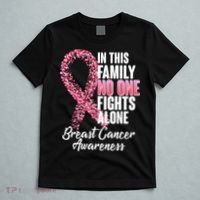 No One Fights Alone Breast Cancer Ribbon T-Shirt thumb 5