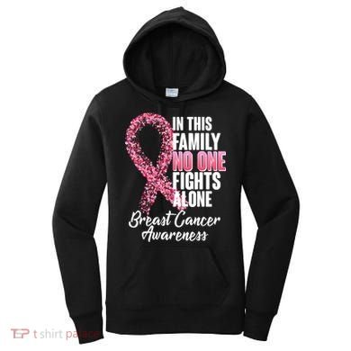 No One Fights Alone Breast Cancer Ribbon Women's Hoodie