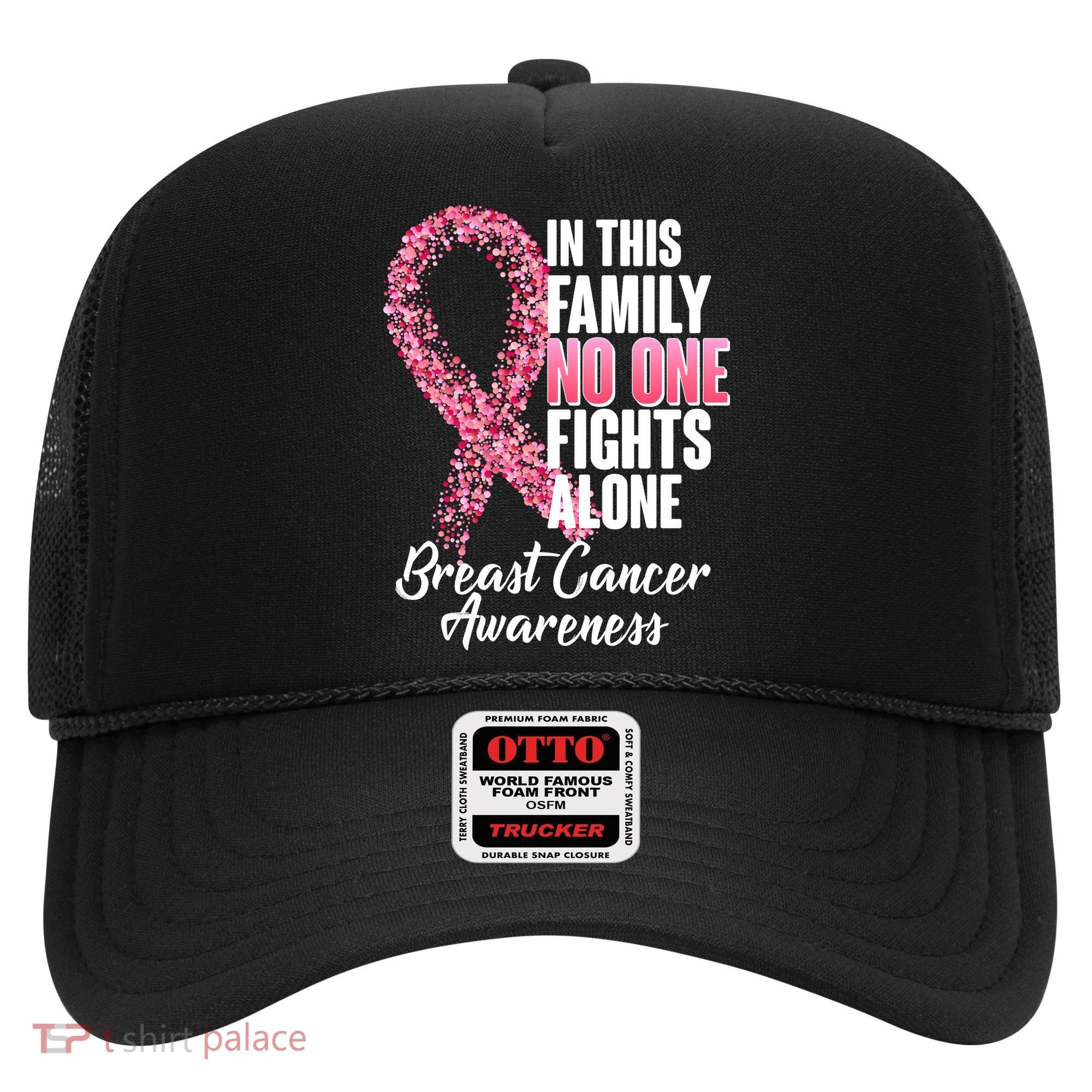 No One Fights Alone Breast Cancer Ribbon Hat