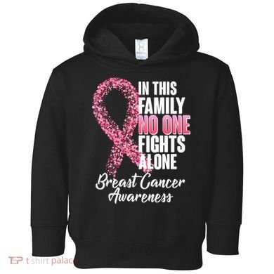 No One Fights Alone Breast Cancer Ribbon Toddler Hoodie