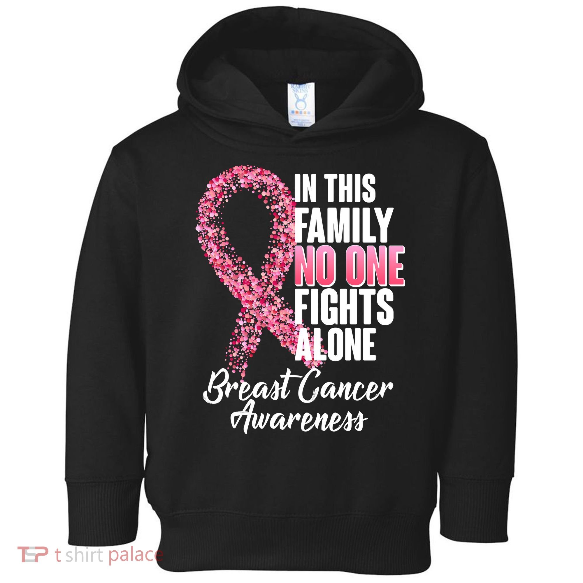 No One Fights Alone Breast Cancer Ribbon Toddler Hoodie