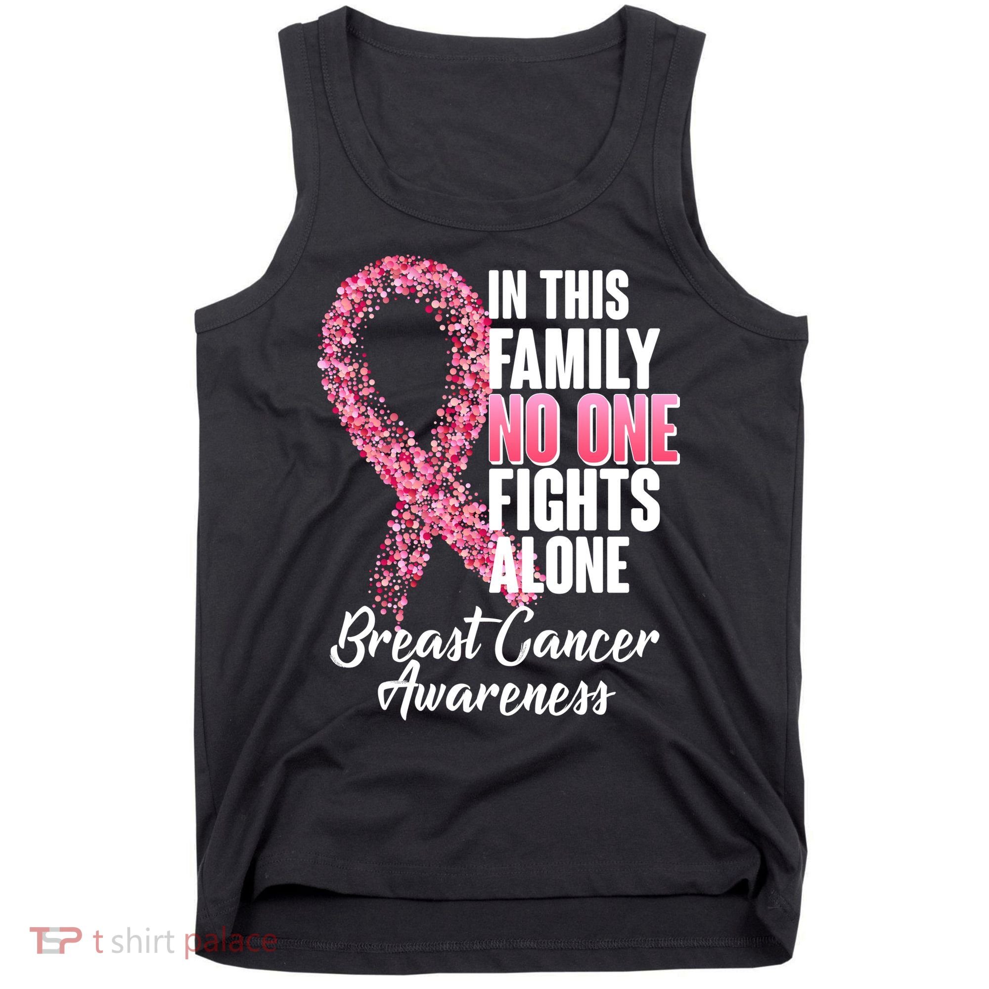 No One Fights Alone Breast Cancer Ribbon Tank Top