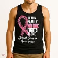 No One Fights Alone Breast Cancer Ribbon Tank Top thumb 3