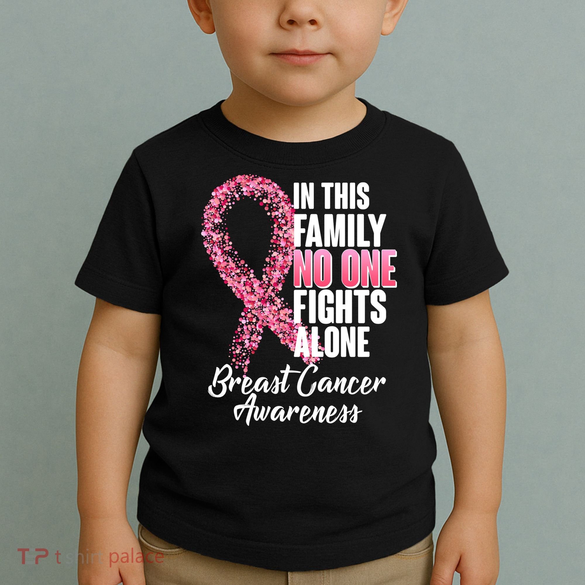 No One Fights Alone Breast Cancer Ribbon Toddler T-Shirt