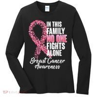 No One Fights Alone Breast Cancer Ribbon Women's Long Sleeve Shirt thumb 0