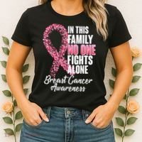 No One Fights Alone Breast Cancer Ribbon Women's T-Shirt thumb 2