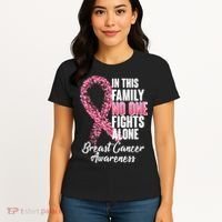 No One Fights Alone Breast Cancer Ribbon Women's T-Shirt thumb 4