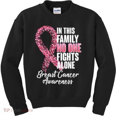 No One Fights Alone Breast Cancer Ribbon Kids Sweatshirt