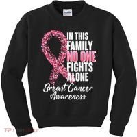 No One Fights Alone Breast Cancer Ribbon Kids Sweatshirt thumb 0