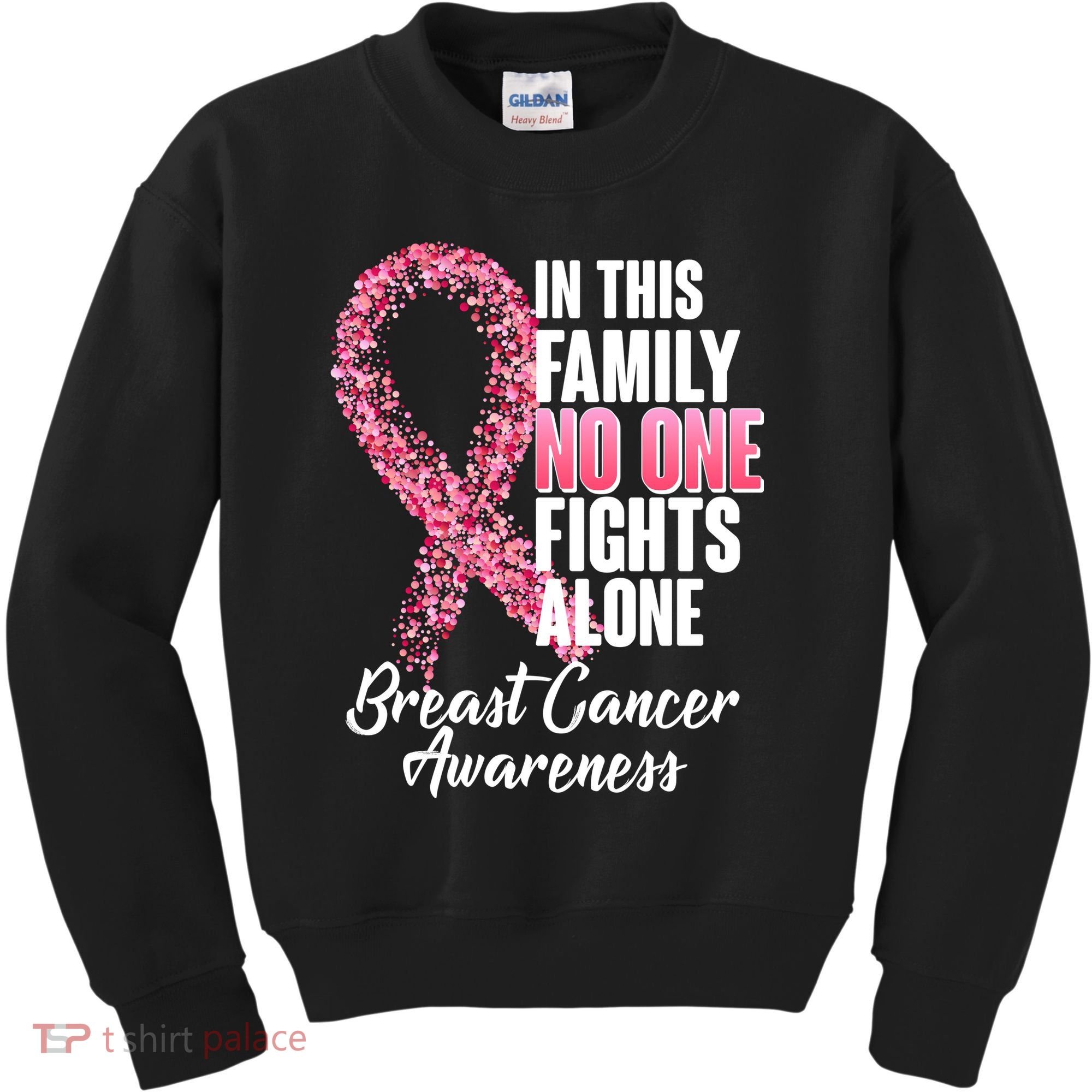 No One Fights Alone Breast Cancer Ribbon Kids Sweatshirt