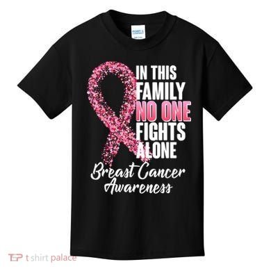 No One Fights Alone Breast Cancer Ribbon Kids T-Shirt