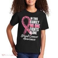 No One Fights Alone Breast Cancer Ribbon Kids T-Shirt thumb 2