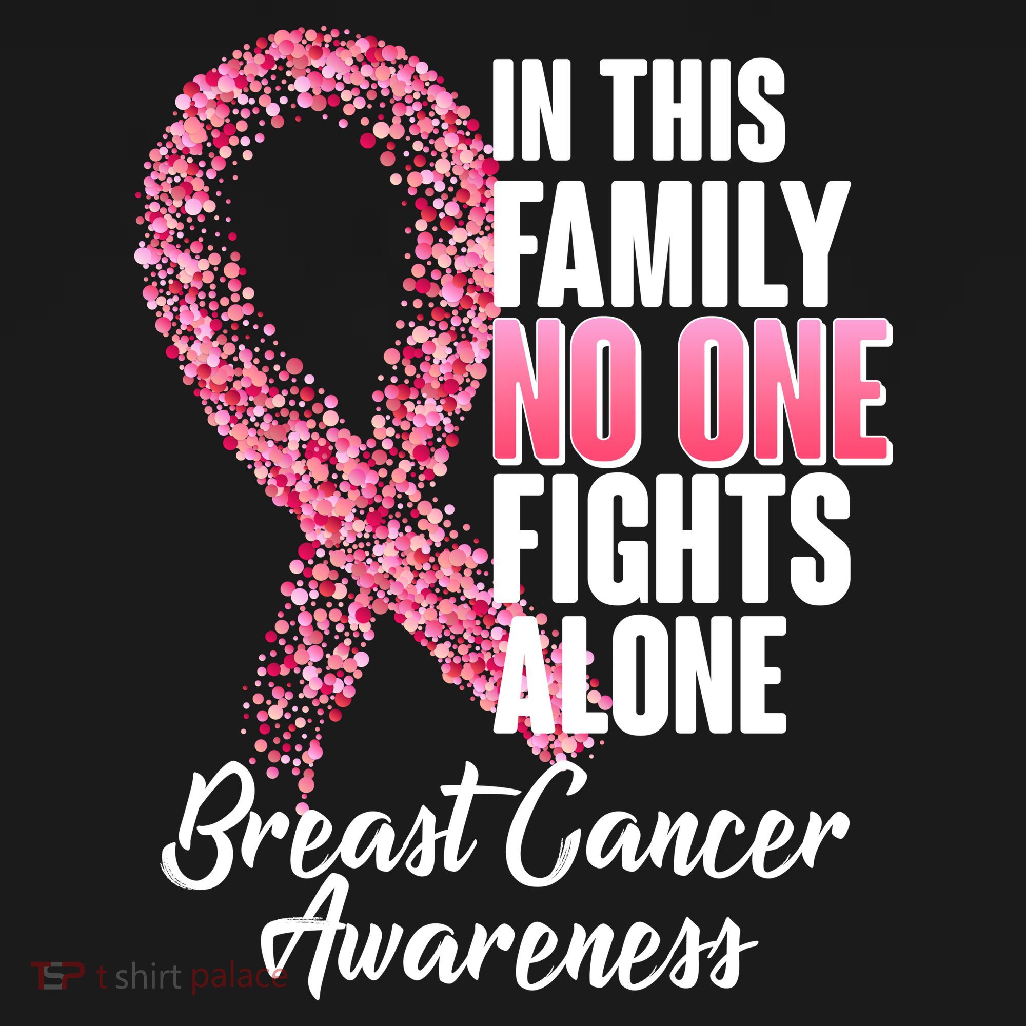 No One Fights Alone Breast Cancer Ribbon Kids T-Shirt