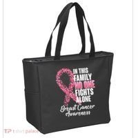 No One Fights Alone Breast Cancer Ribbon Tote Bag thumb 2