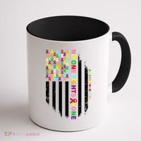 No One Fights Alone Cancer Awareness Ribbon Flag Coffee Mug thumb 1