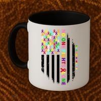 No One Fights Alone Cancer Awareness Ribbon Flag Coffee Mug thumb 2