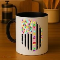 No One Fights Alone Cancer Awareness Ribbon Flag Coffee Mug thumb 4
