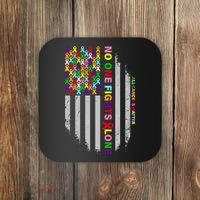 No One Fights Alone Cancer Awareness Ribbon Flag Coaster thumb 0
