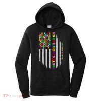No One Fights Alone Cancer Awareness Ribbon Flag Women's Hoodie thumb 0
