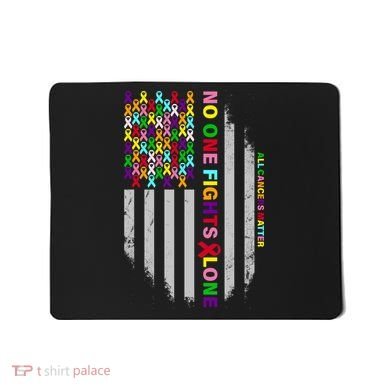 No One Fights Alone Cancer Awareness Ribbon Flag Mousepad