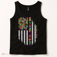 No One Fights Alone Cancer Awareness Ribbon Flag Tank Top thumb 2