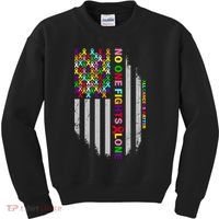 No One Fights Alone Cancer Awareness Ribbon Flag Kids Sweatshirt thumb 0