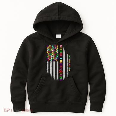 No One Fights Alone Cancer Awareness Ribbon Flag Kids Hoodie