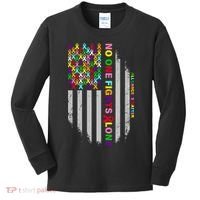 No One Fights Alone Cancer Awareness Ribbon Flag Kids Long Sleeve Shirt thumb 0