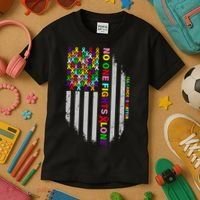 No One Fights Alone Cancer Awareness Ribbon Flag Kids T-Shirt thumb 3