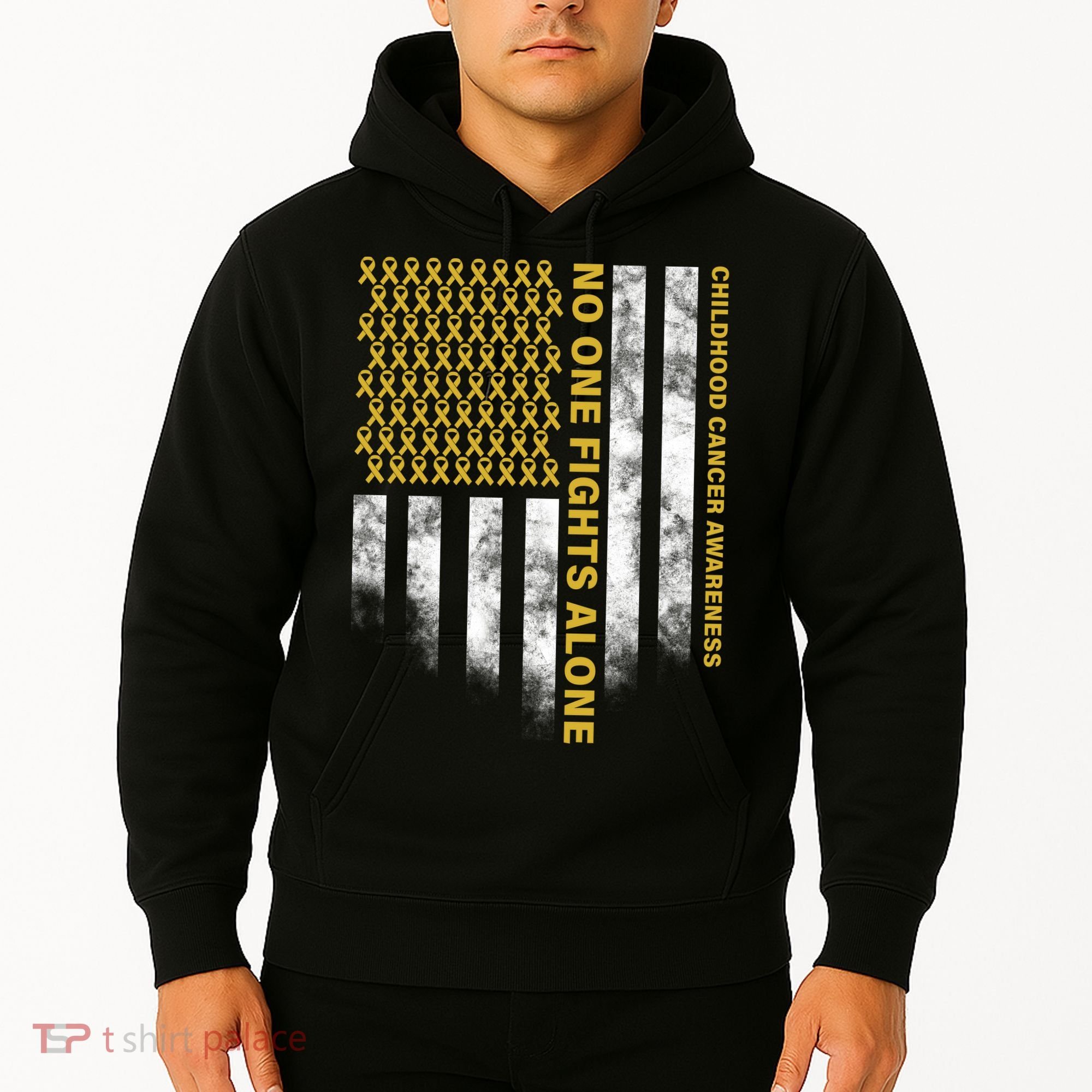 No One Fights Alone Childhood Cancer Hoodie